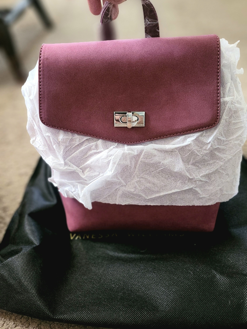 Suede Mini Backpack in Dusty Rose with Silver-Tone Hardware